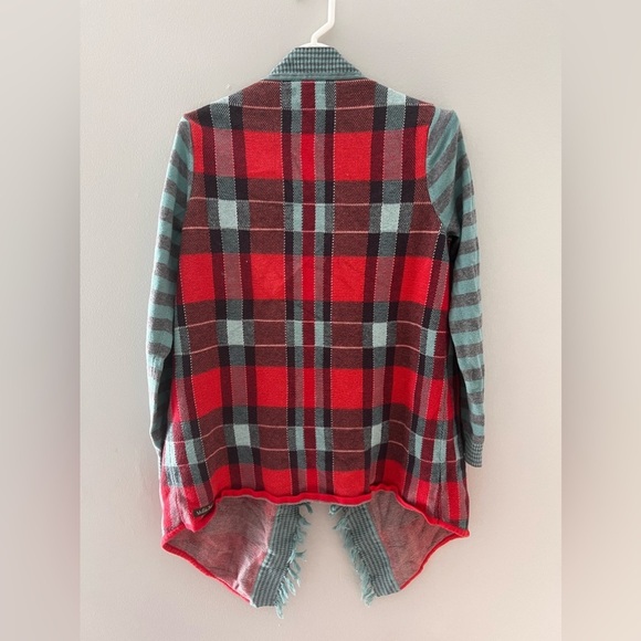 Matilda Jane Steadfast Sweater Plaid Open cardigan Fringe Trim  Size Medium - Picture 5 of 6